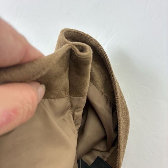 AGB Women’s Sz 14 L Tan Skirt Faux Suede Minimalist Boho Hippie Fall *Altered - Picture 4 of 8